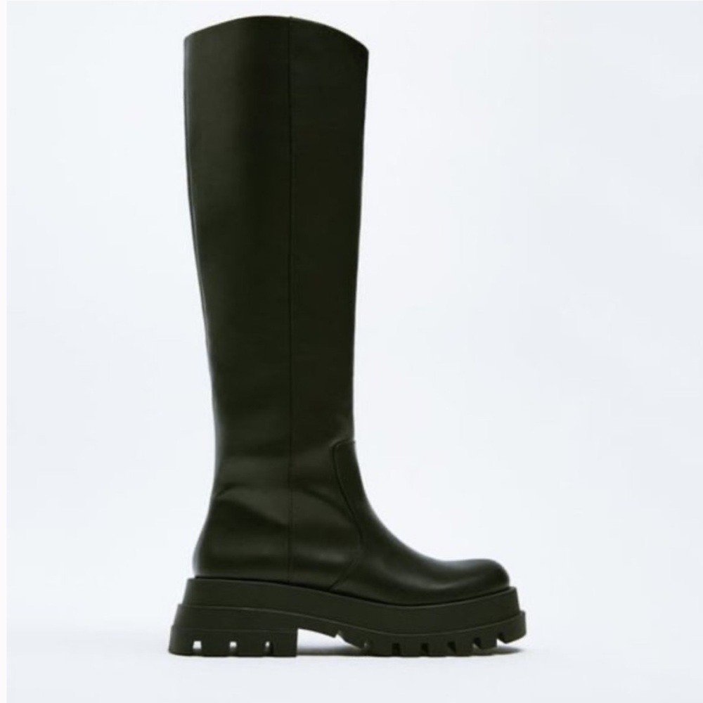 Zara black Over-the-Knee Chunky Platform Boots